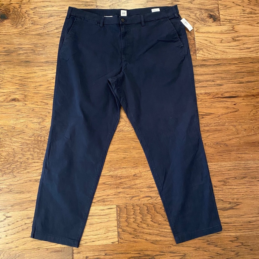 Gap Essential Khaki Straight Pants Mens 42x32 Navy Blue NWT